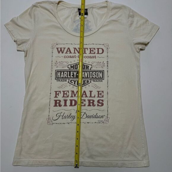 Harley Davidson Greenville SC Women’s Cream Graphic Scoop Neck Shirt Sz M - Picture 3 of 10